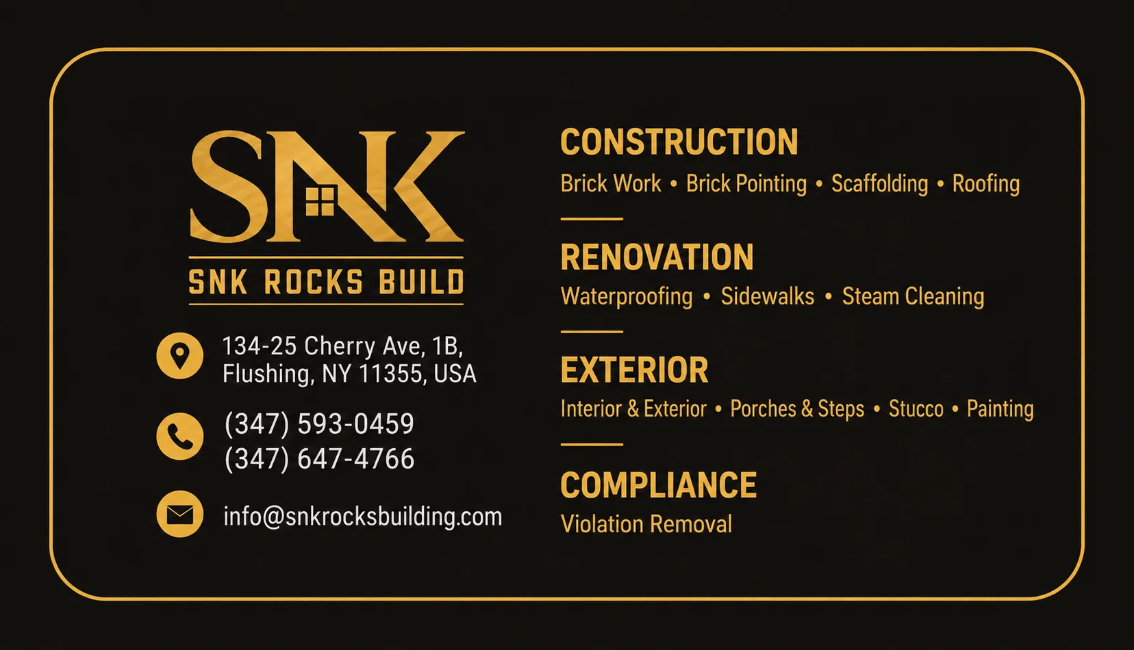 SNK Business Card Back (Services & Contact)